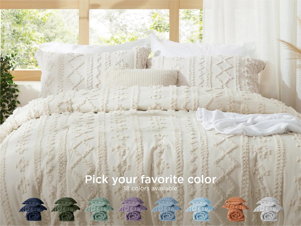 Bedsure Tufted Boho Comforter Set Decorative Bedding Set - Boho Bed Set, 3 Pieces Farmhouse Shabby Chic Embroidery Bedding, Soft Jacquard Comforter for All Seasons Bedsure Tufted Boho Comforter Set Decorative Bedding Set - Boho Bed Set, 3 Pieces Farmhouse Shabby Chic Embroidery Bedding, Soft Jacquard Comforter for All Seasons