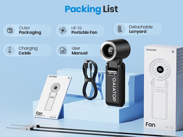 GAIATOP Handheld Mini Fan, Up to 21 Hours of Use, Rechargeable Battery, 6-Speed 180° Adjustable, Lightweight & Portable Foldable Fan, Summer Essential for Women & Girls, Travel & Work   Valentine's Day gift