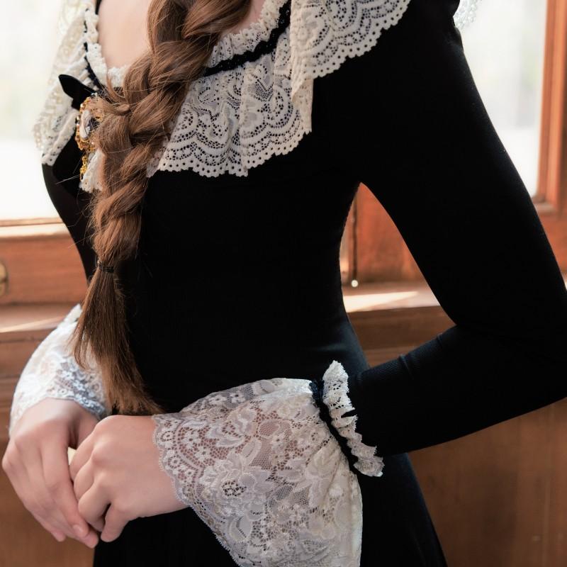 Delphi Muse Knit Dress--LuminaVenus Dresses Irregular Hem Alix Earle Dress  Casual Chic Elegance Elegant Everyday Fabric Fashion Feminine Flared Lace Soft Vintage Style Black Womenswear Black Womenswear