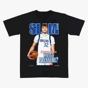 Cooper Flagg “What’s Pressure?” Basketball T-Shirt – Black Graphic Tee Featuring SLAM Style Dallas #32 College Hoops Star Design