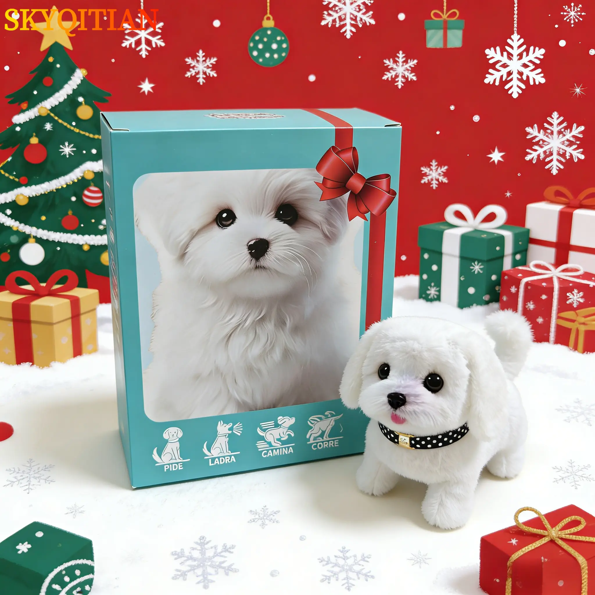 SKYQITIAN Realistic Robotic Pet Dog - Lifelike Plush Electric Companion for Children, Barks, Walks, Wags Tail, Lifelike Plush Toy summerwins,summerwins