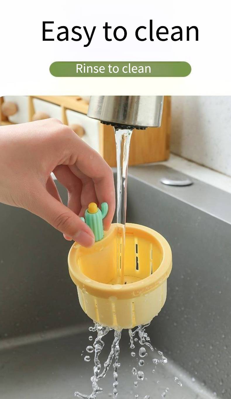 Eimula Cactus Kitchen Sink Drain Strainer with Automatic Dumping Basket and Filter, High-Quality PP Material, Anti-Clogging, Essential Kitchen Accessory