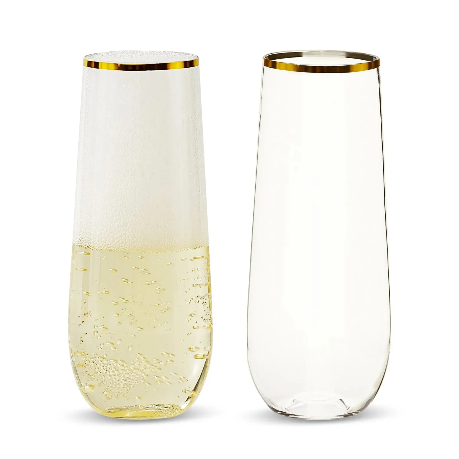 9oz 24oz Disposable Case Stemless Champagne Flutes | Plastic Toasting Glasses for Champagne, Sparkling Wine | BPA-Free party drink iced coffee