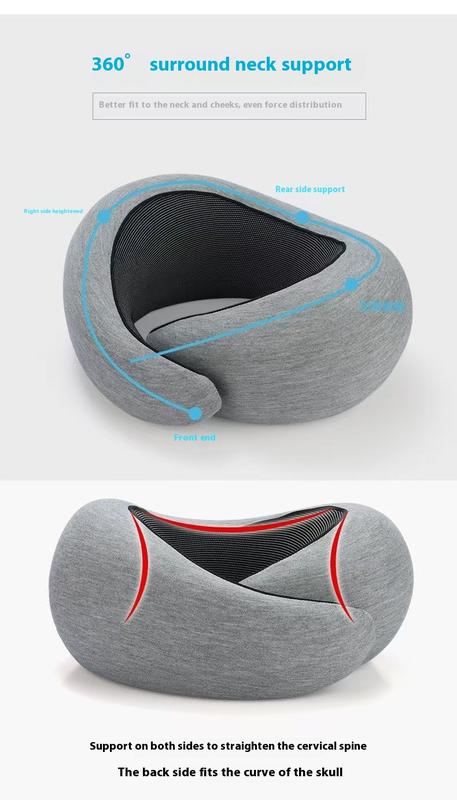 Soft Memory Foam Travel Neck Pillow U Shape Adjustable Support for Comfortable Sleeping on Plane Car Office Noon Break Aerodynamic Design