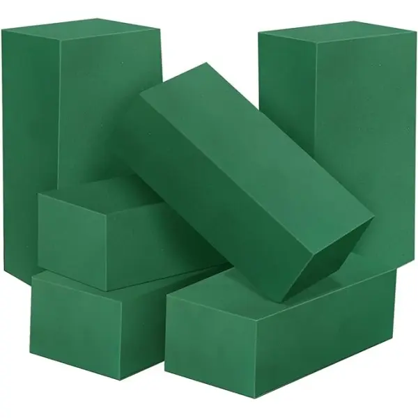 A Set of 6 Large Floral Foam Blocks, Made of High-Density Foam, Each Measuring (5.5 Inches Long X 3.1 Inches Wide X 1.7 Inches High), Suitable for Wedding, Birthday, Home, Office, And Garden Decorations table