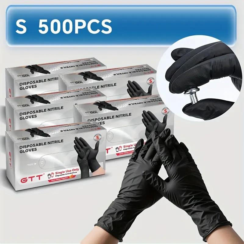 100/500/1000 Black Nitrile Exam Gloves 4 Mil, Powder-Free Disposable Gloves for Medical, First Aid,Cleaning Food Prep, Tattoo,Cooking