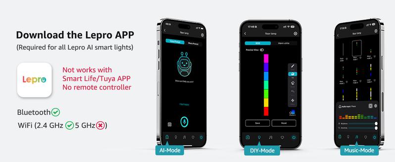 Lepro OE1 AI Smart Floor Lamp, LED RGBW Corner Lamps Compatible with Alexa