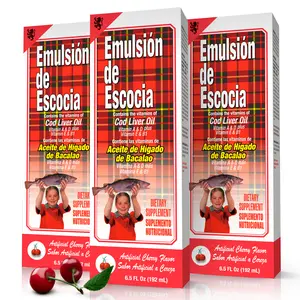 Emulsion de Escocia Cod Liver Oil Cherry Fish Oil Supplement, Digestive Aid, 15.3 Fl Oz (3 Pack)
