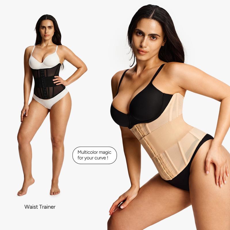 Nebility Women's Waist Trainer Belt with Built-in Steel Frame Double Wrap Waist Cincher Trimmer Ab Belt Tummy Control Body Shaper Firm Compression & Shaping basic shapewear tummy wrap waist trainer extreme