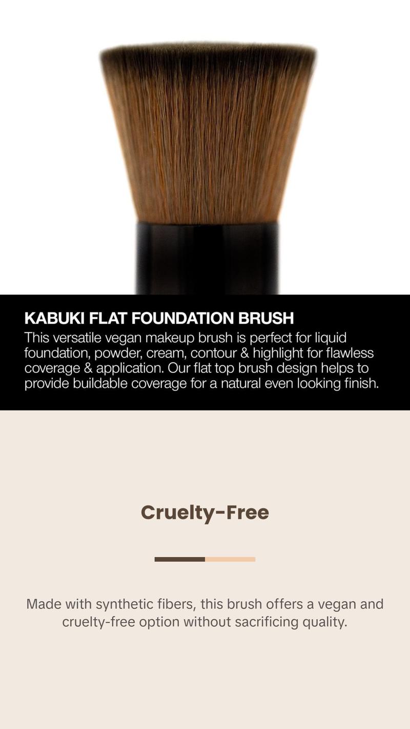 Palladio Flat Kabuki Brush, Professional Makeup Brush for Foundation, Face Blush, Powder, Cream, Contour & Highlight, Synthetic Bristles Provide Buildable Coverage for a Natural Even Looking Finish