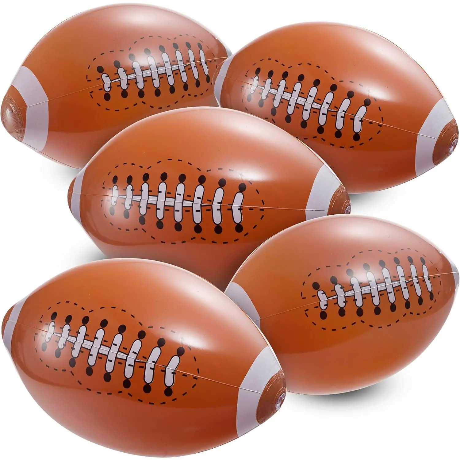 12-Pack 16-Inch Jumbo Vinyl Inflatable Footballs, Durable Easy-Inflate Sports-Themed Synthetic Balls for Kids, Pool & Beach Toys, Party Favors, Game Day Decorations, No, Children