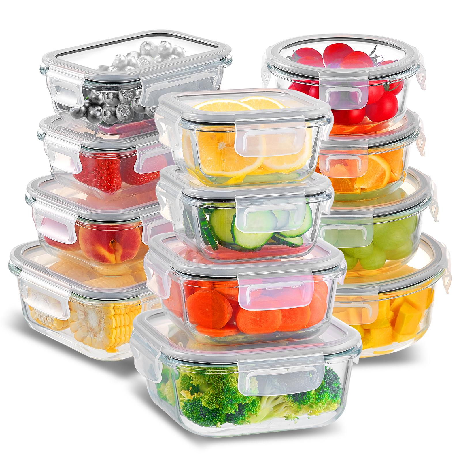 12pc Borosilicate Glass Storage Containers with Lids | 12 Airtight/Freezer Safe Food Storage Containers for Pantry and Kitchen | Meal Prep Container for Lunch | Glass Tupperware Set TikTokShopBlackFriday