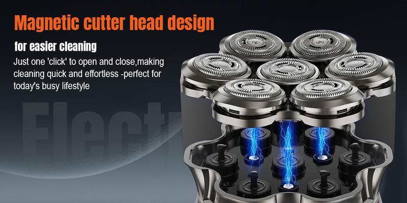 Latest Model 7D Bald Head Shaver, Electric Shaver for Menmagnetic head, IPX7 Waterproof Wet & Dry Shaving, Safe Head Shaver, LED Display, Type-C Charging, Perfect Gift for Dad Him Men smooth shave cordless rechargeable bald head razor Flawless