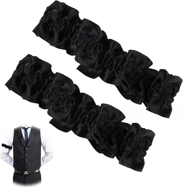 1Pair Arm Garters for Men & Women - 1920's Armband Garter Anti-Slip Shirt Sleeve Holders - Classic Casino Dealer