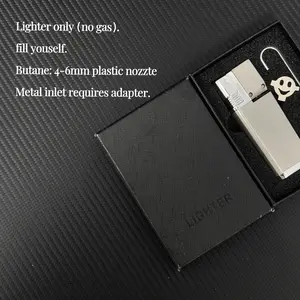 [Lighter only (Without Butane)]Compact Metal Lighter, Refillable Butane Design with Adjustable Flame, Gift Box Set