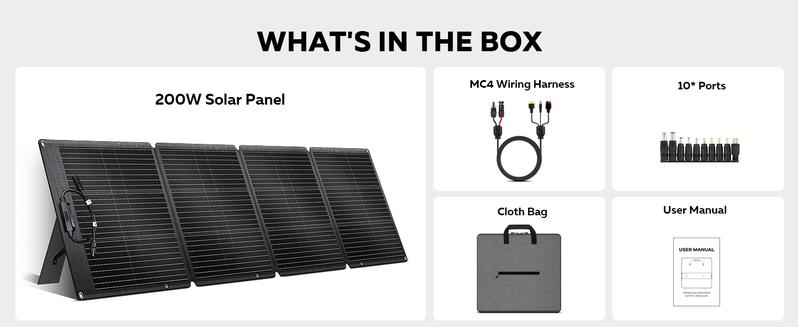 Holiday Haul CTOLITY SP200 Foldable 200W Solar Panel 20.5V High-Efficiency USB Output for Outdoor Camping RV Power Station with MC4 Connectors & 45W Fast Charging Waterproof Portable Durable Smartphone - Emergency