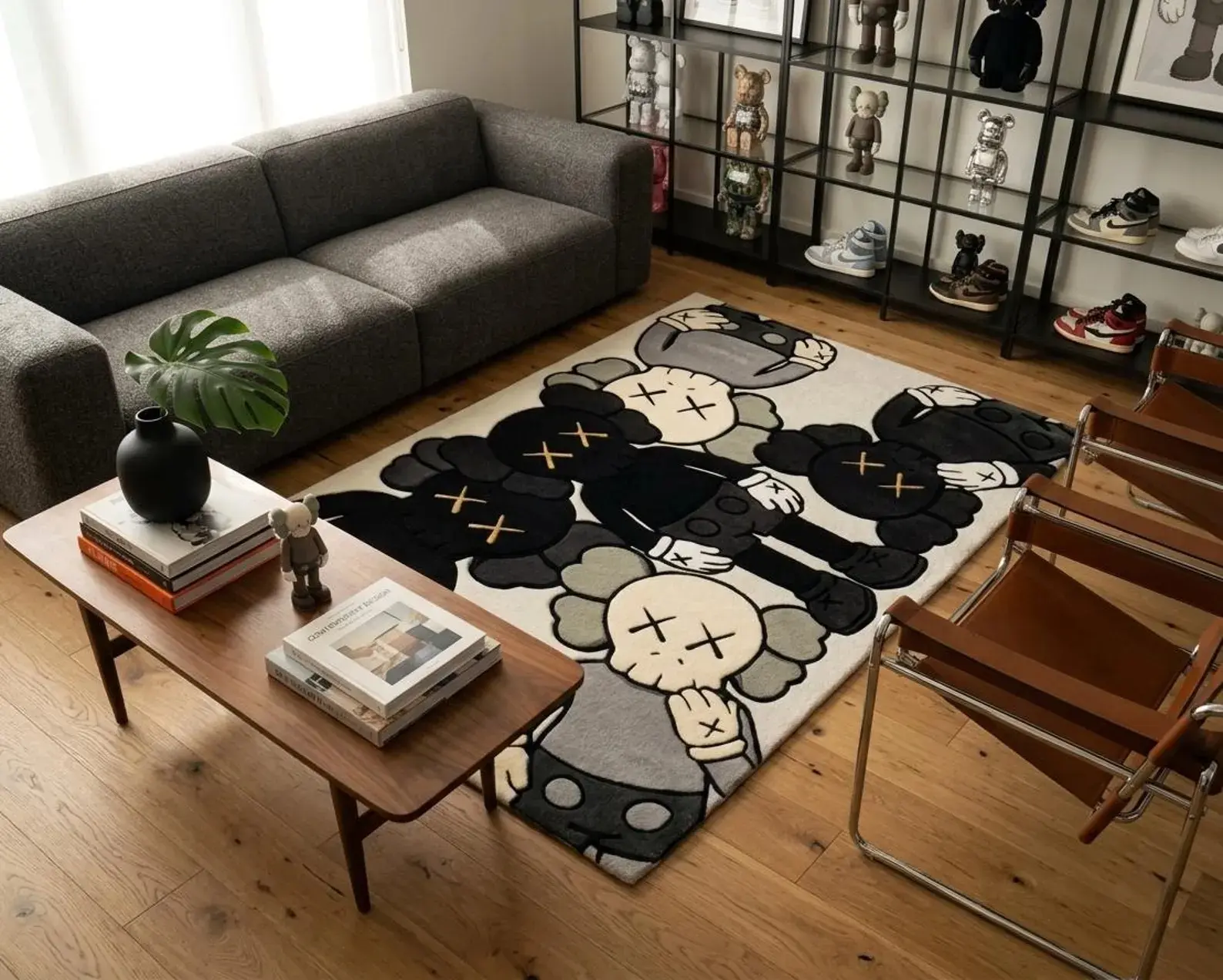 KAWS-Inspired Black Area Rug, Pop Art Abstract Carpet, Hypebeast Home Decor KAWS-Inspired Black Area Rug, Pop Art Abstract Carpet, Hypebeast Home Decor