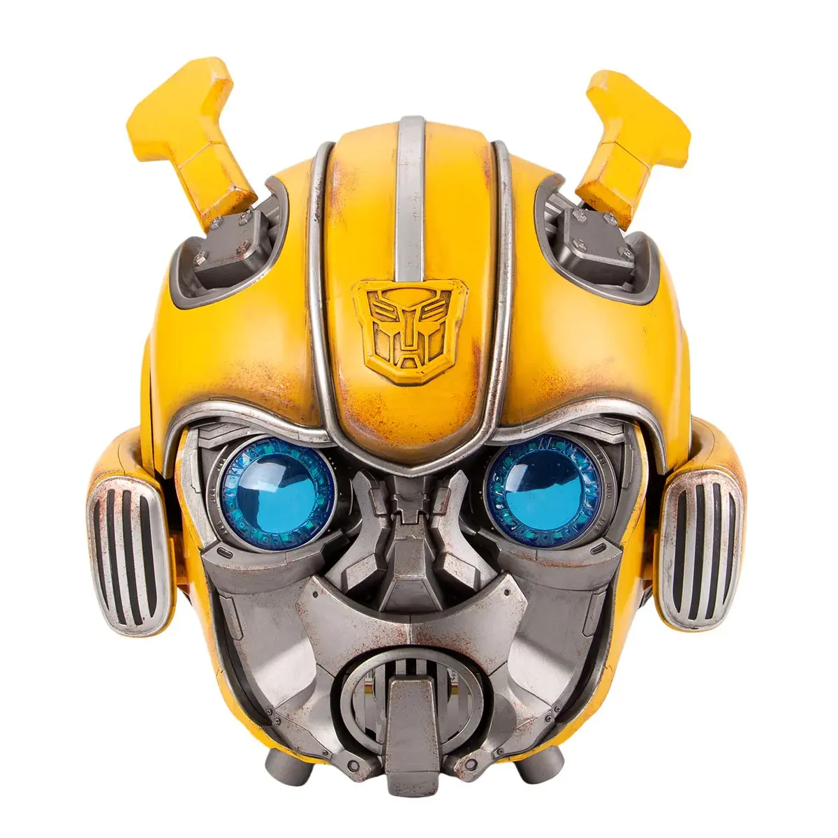 Transformers Bumblebee Wearable Helmet - 5-2.4g Remote Control, English & Chinese Voice Control, Hand-Painted Battle Damage Effect Collectible Figures (Collectibles Category), Mechanical Deformation Sound Effects