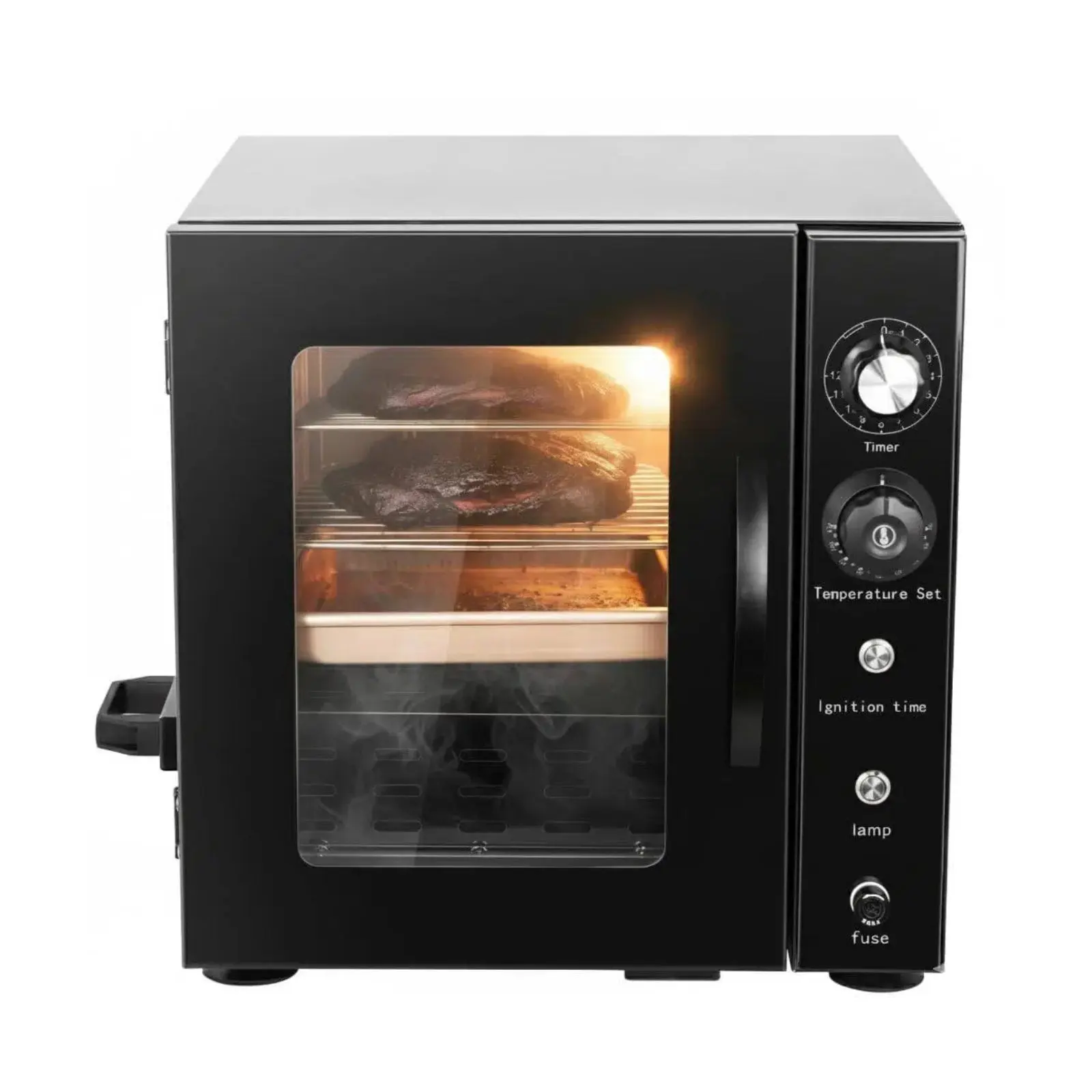 Hakka Bros Electric Smoker Oven for Home Cooking - Knobs, Temperature Control, 1-12 Hours Timer, 10-15 lb Capacity, 11"x9" Countertop Smoker for Jerky, Chicken