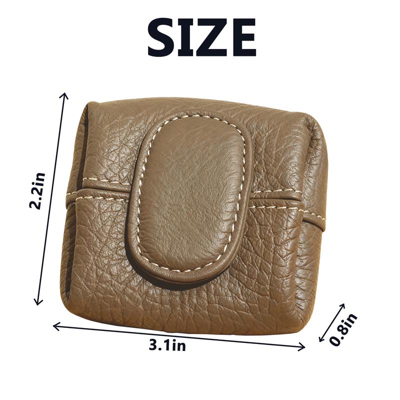 Mini Lychee Pattern Coin Purse, Solid Color with Keychain Earphone Storage Bag,  Casual Change Bag for Daily Use fashionable Genuine Leather mini coin purse birthday gift option Stylish Wallet Bifold Wallet