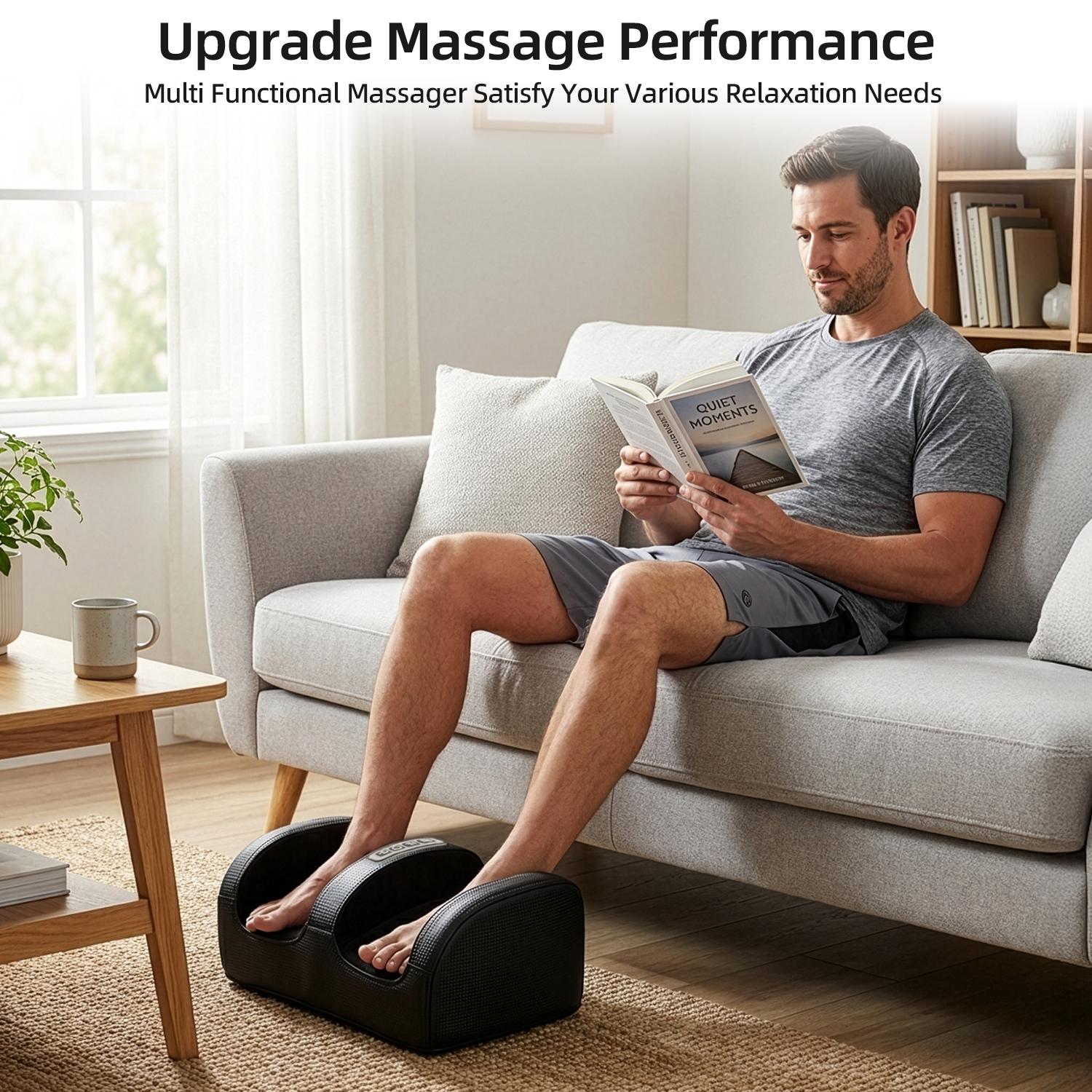 Cotsoco Foot Massager with Heat, Shiatsu Kneading Foot and Calf Electric Massager Machine with Roller, Massage Feet/Arm/Calf/Ankle for Relax, Plantar Fasciitis, Pain Relief, Gifts for Women & Men, Valentine's Day gifts for boyfriend and girlfriend