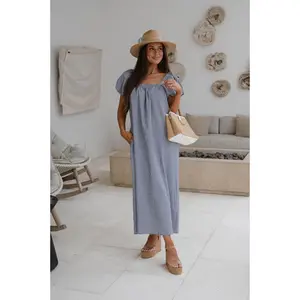 Teagan Gingham Maxi Dress-Navy