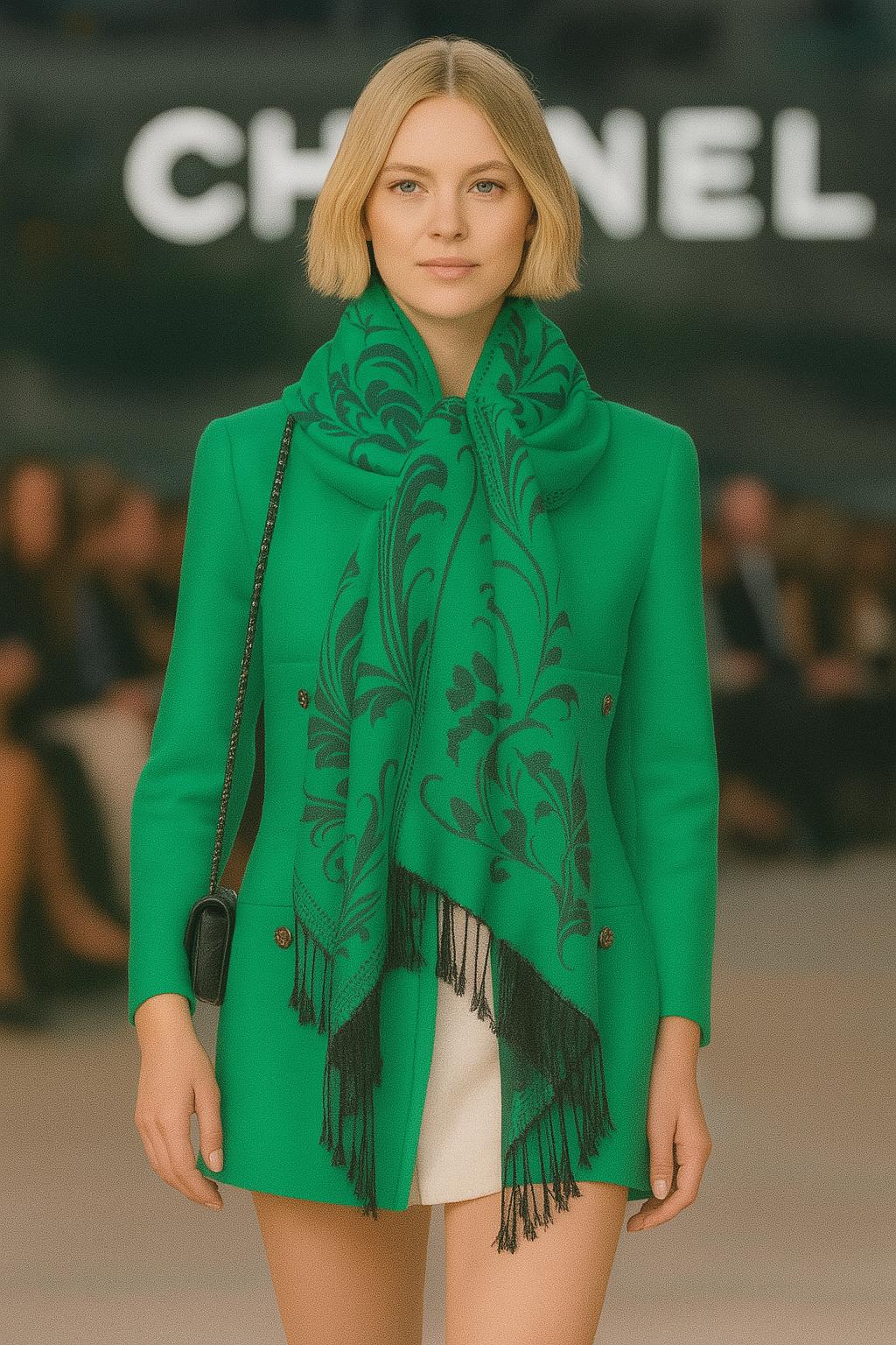 Women's Reversible Floral Boho Scarf - Oversized Shawl with Fringe Details Lightweight Soft Fabric Intricate Floral Design Classic Fringed Hem Elegant Layering Accessory