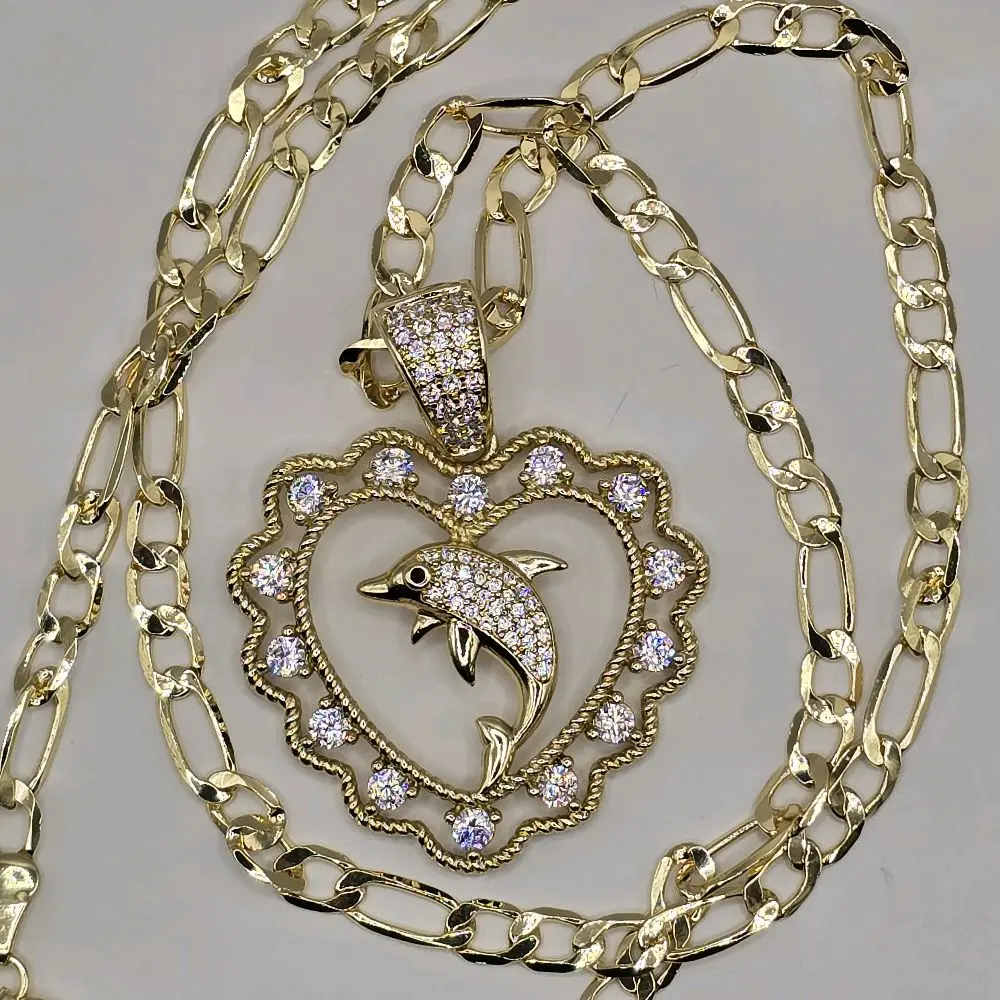 Gold Plated Dolphin Pendant with 22 Inch 4mm Regular Chain Elegant Jewelry for Everyday Wear
