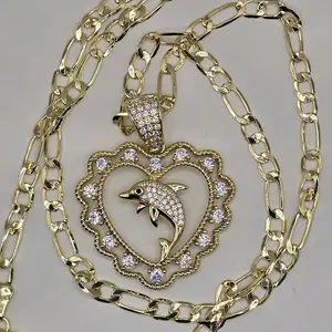 Gold Plated Dolphin Pendant with 22 Inch 4mm Regular Chain Elegant Jewelry for Everyday Wear