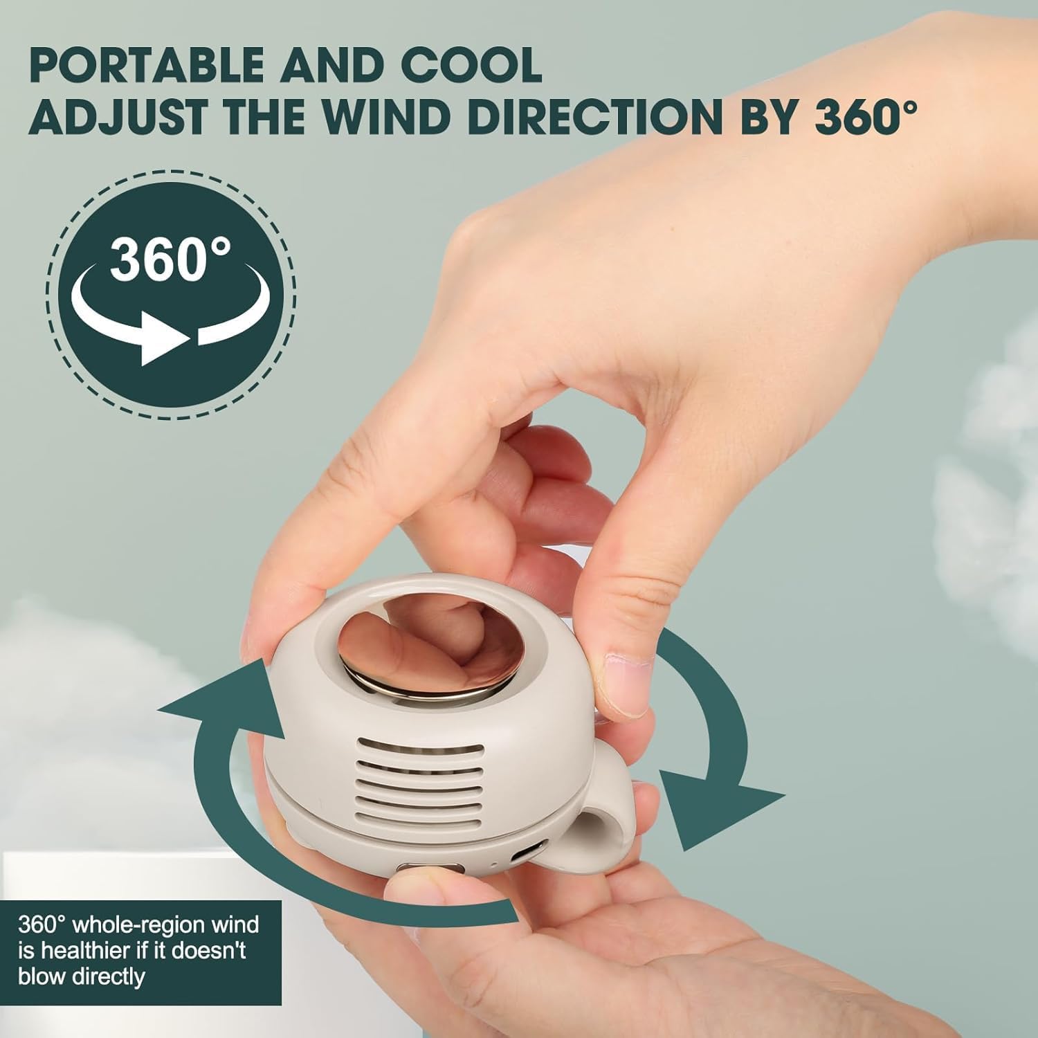 White Portable Mini Bladeless Fan 3-Speed Clip-on Fan for Shirt and Waist LY317