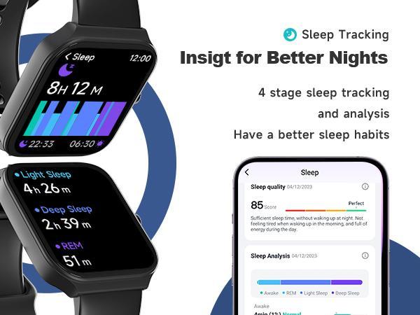 [Valentine's Day] Tukio 1.69'' Touch Screen Smartwatch with Fitness Tracker Sleep Monitor Pedometer Stopwatch for Fitness Enthusiasts Holiday Gift Wearable Device