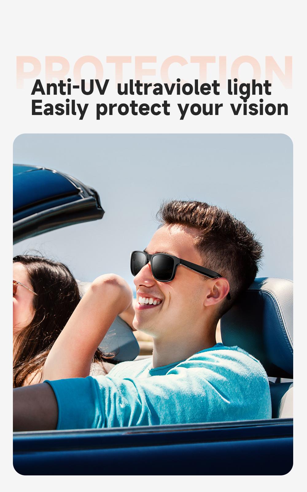 Smart Glasses, Bluetooth Sunglasses Audio Eyewear, Built-in Mic & Speakers, Athletic/Outdoor UV Protection Unisex, Summer,Waterproof, Smart Summer Gear