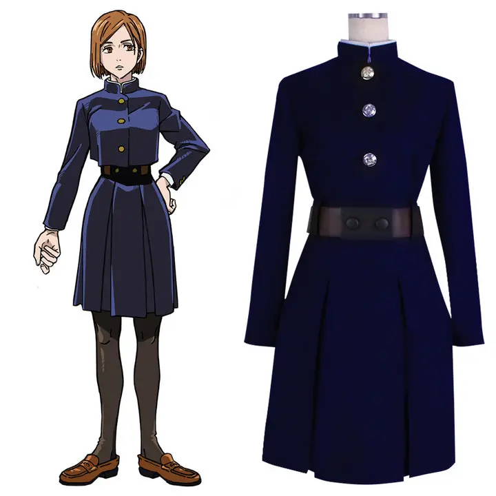 Women's Jujutsu Kaisen Sorcery Fight Kugisaki Nobara Cosplay Costume, Lady Polyester Outfit with Accessories and Stockings, Clothes, Cosplay Suit, Character Accurate, Cartoon Character Costume Sets, Outerwear, Knitting