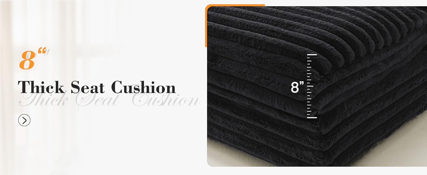 Apicizon Oversized Chaise Lounge Chair, Fluffy Cozy Sleep Couch with Striped Faux Fur Throw Pillow, Modern ‌Full Size Bed for Living Room/Bedroom