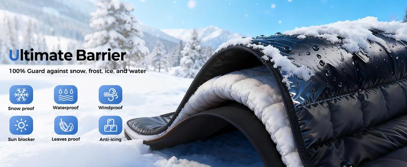 Black Friday Deal-FLORICH Car Windshield Cover Snow & Sun Protector - Foldable Anti-Frost & UV Guard with Side Mirror Covers for Quick Setup Universal Fit for Car Truck SUV Van MPV windshield cover car cover for snow sunshade anti-snow