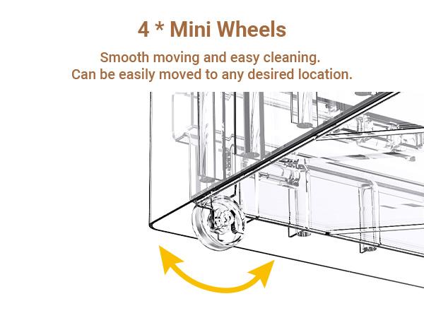BROVIEW C8 160Qt/240Qt/320Qt/400Qt Clear Stackable Storage Bins with Lids and Wheels, Shiny Plastic Storage Bins, Foldable PET Drawer Closet Organizers and Storage Cabinets Display Box for Home Craft Makeup