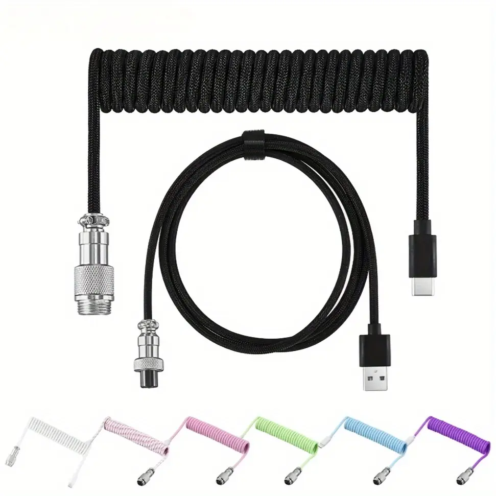 Apc Mechanical Keyboard Coil Cable Accessory Cord C-Type USB Port, Durable Gaming Accessories for Desktop Computers, Enhance Your Typing Experience, Type C Wired