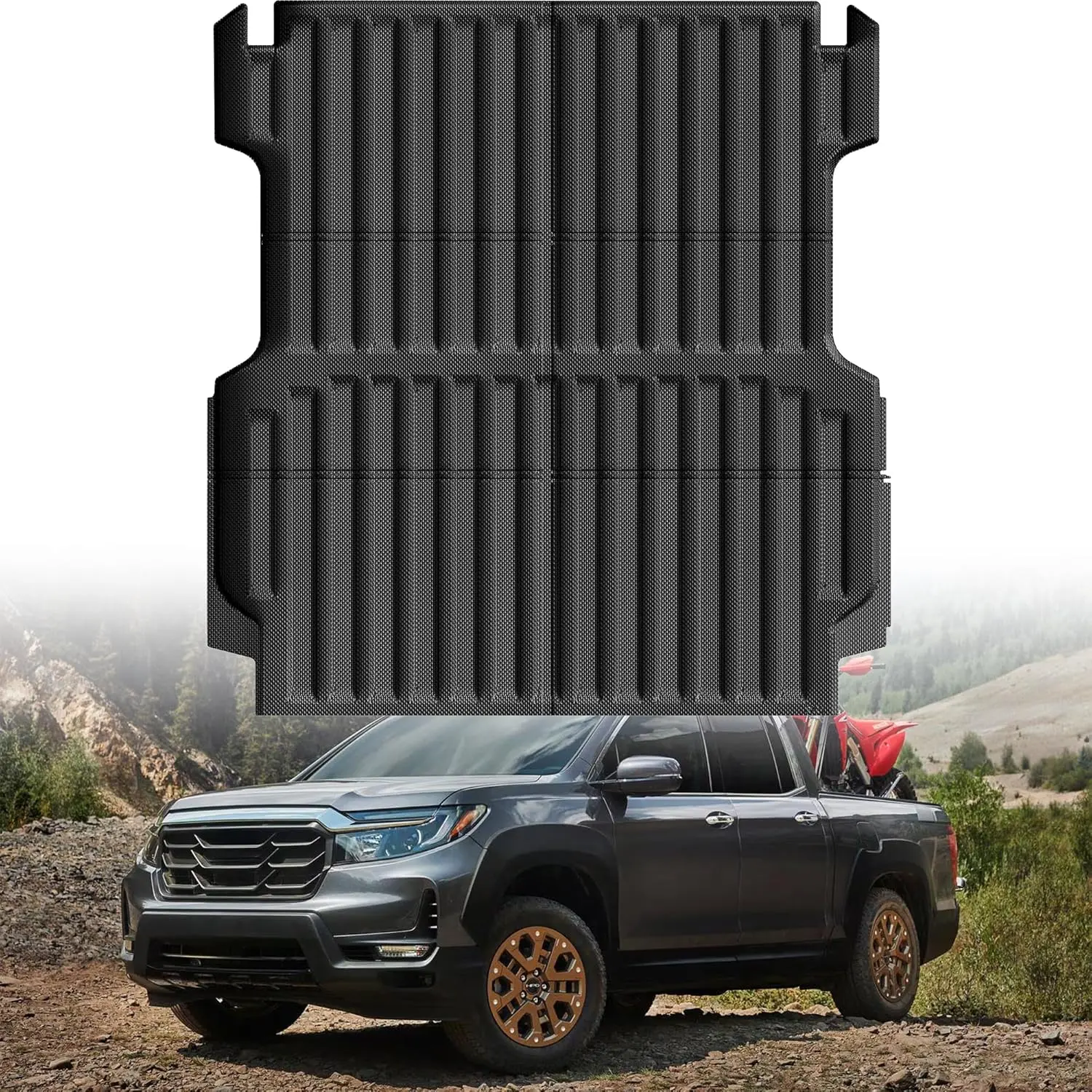 Truck Bed Mat Bed Liner Fit for Honda Ridgeline 2025 2024 2023 2022 2021 2020 2019 2018 2017 5.3FT (64.0 in),Vehicle Truck Bed Liner Custom Fit All Weather Protection TPE Pickup Car Bed Mat Visit the AutoBull Store