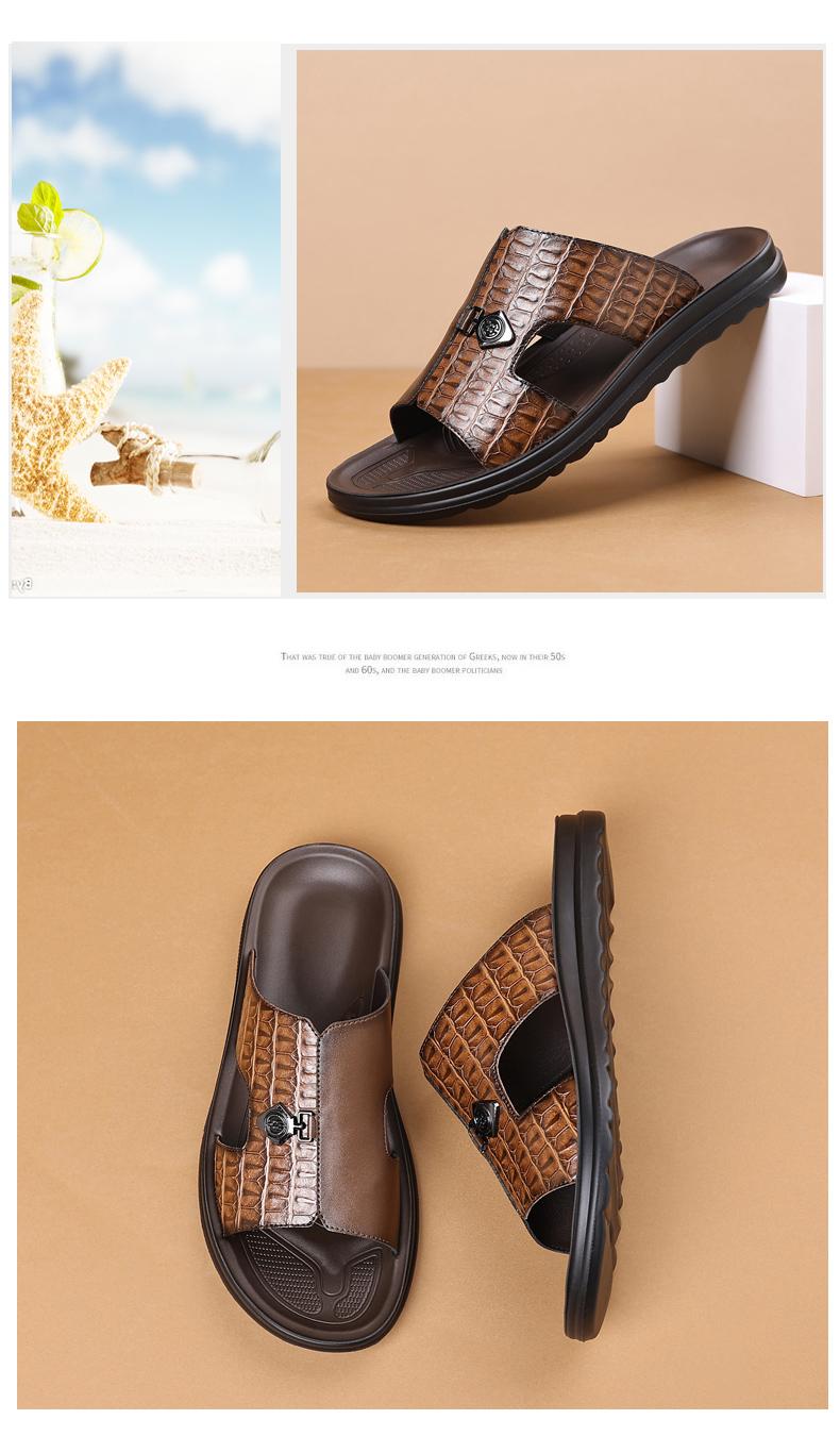 Men's Vegan Leather Summer Fashion Sandal & Stylish Slipper with Mixed-Texture Design | Quick Dry Sandals with Anti-Slip Sole | Beach Shoes for Men & Beach Casual Wear | Outdoor Beach Shoe, Outdoor Sandal for Indoor Use & Outdoor Entertainment