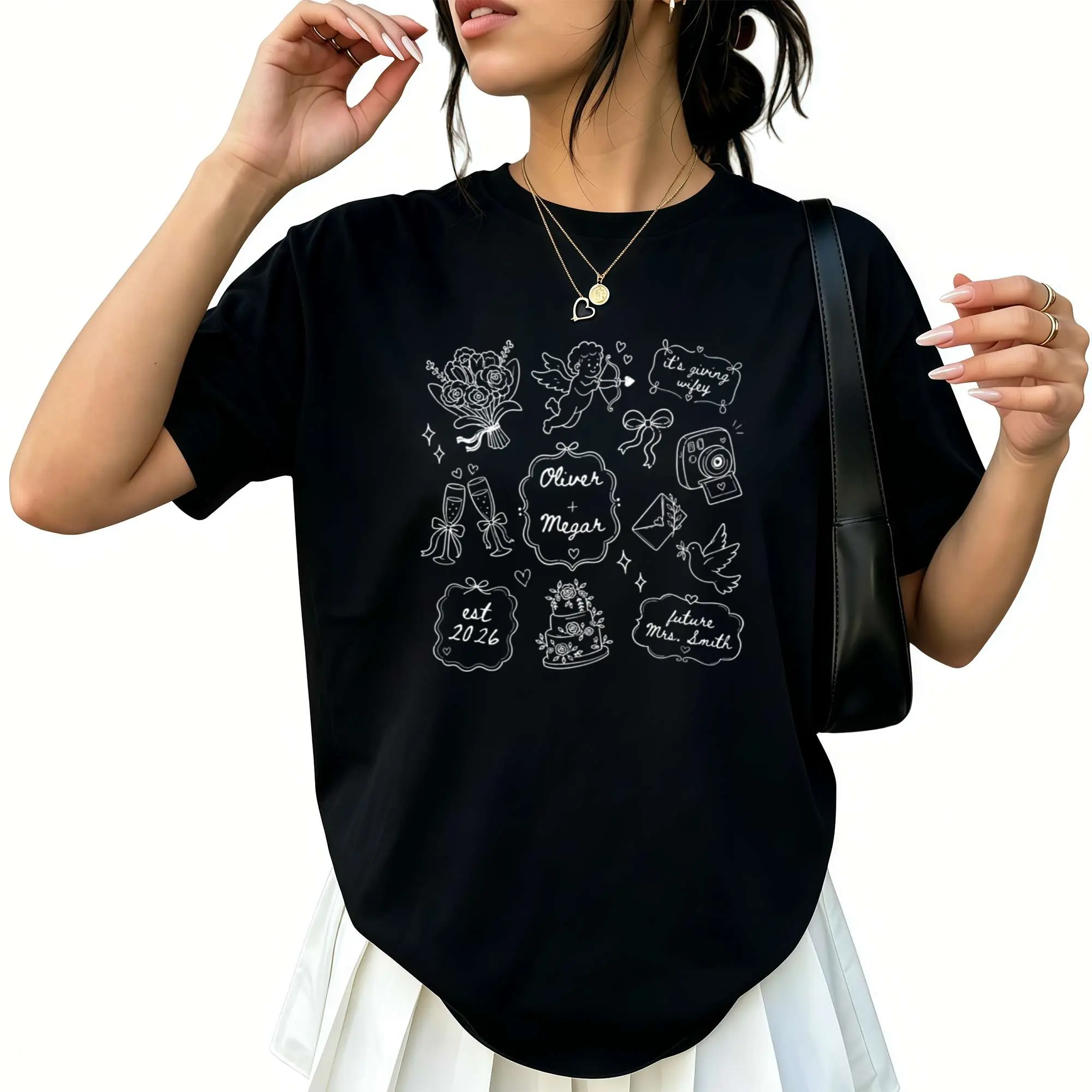 Women's Custom Future Mrs. Cotton Round Neck T-shirt - Casual Streetwear Apparel, Personalized Bride Graphic Tee, Engagement Gift Clothing, Day, Everyday, Top