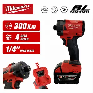 Milwaukee M18 Brushless Impact Driver 1/2" Hex Cordless Power Tool – 4 Speed, 300Nm High Torque Heavy Duty Drill