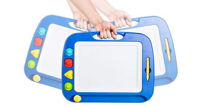 SGILE Large Magnetic Drawing Board - 16 x 13 Inches, Doodle Pad with 4 Magnetized Stamps, Non-BPA, Ergonomic Shape for Preschoolers Play