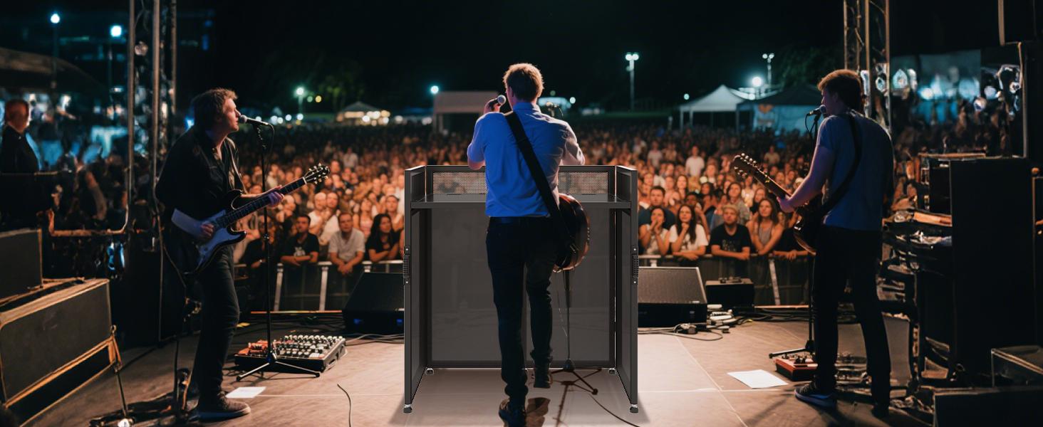 DJ Facade Booth Table 40" x 20" - Portable Detachable DJ Booth Table Station with Black/White Scrims & Carry Bag for Show, Party, Gathering