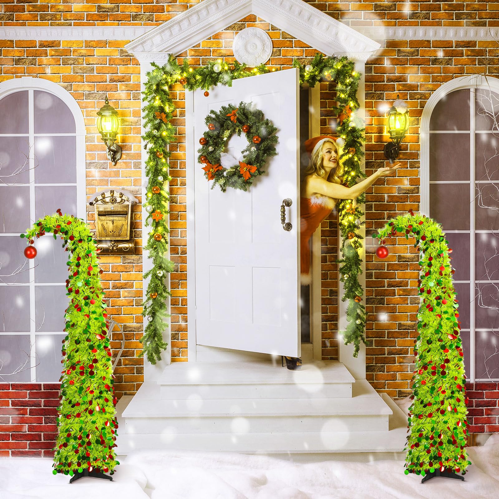 Christmas Clearance Sale 5Ft Whimsical Pop up Christmas Tree Pre Lit Christmas Tree with Lights or Wooden Ornaments Bendable Collapsible Artificial Viral Christmas Tree for Holiday Party Home Office Xmas Tree Outdoor Christmas Decorations Xmas Gift