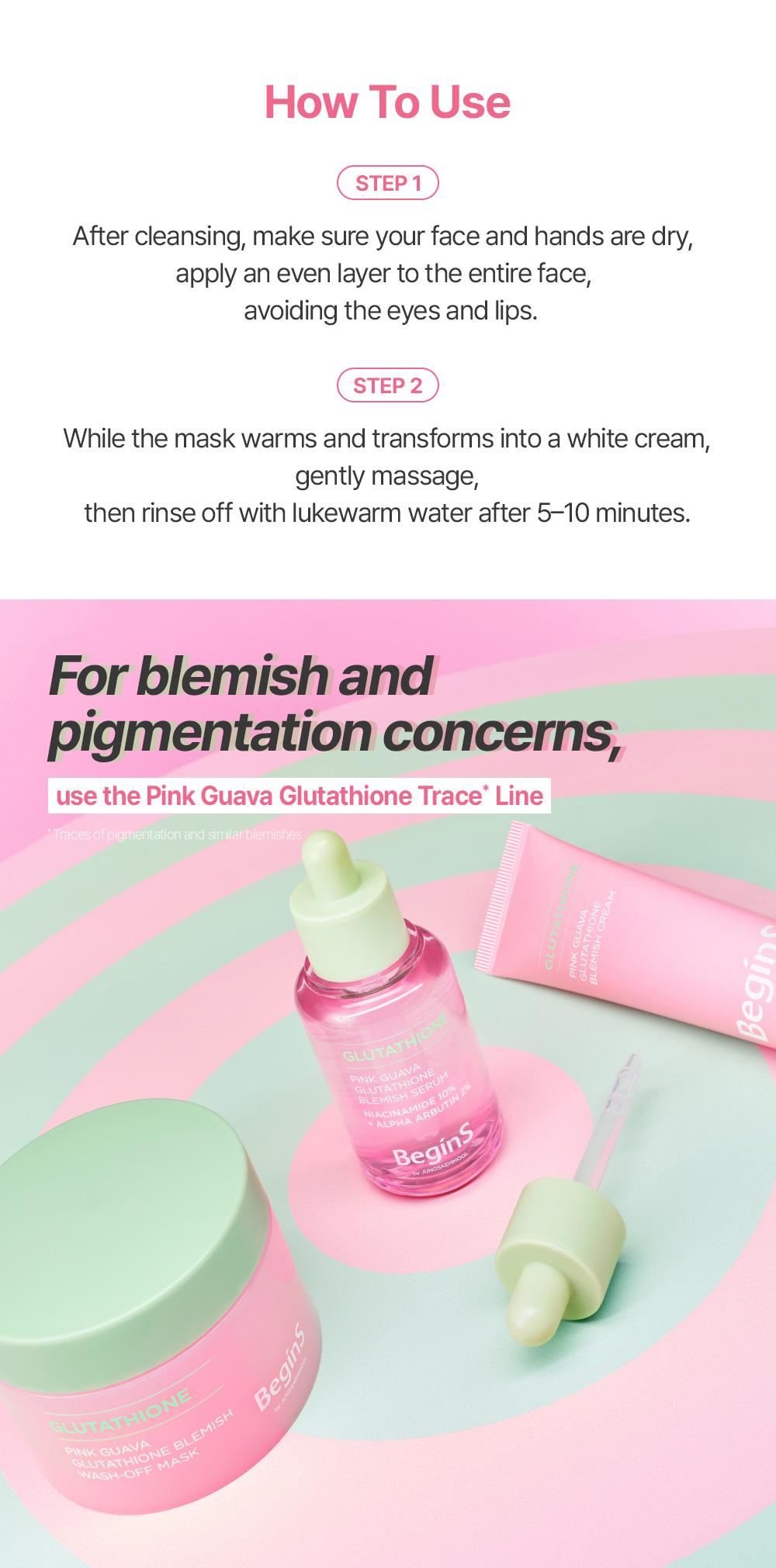 [BeginS by JUNGSAEMMOOL] Pink Guava Glutathione Blemish Wash-off Mask | Korean Jelly Mask | Niacinamide, Vitamin C-rich Jeju Guava for Dark Spot Care and Radiant Glass Skin (3.17 Fl Oz)