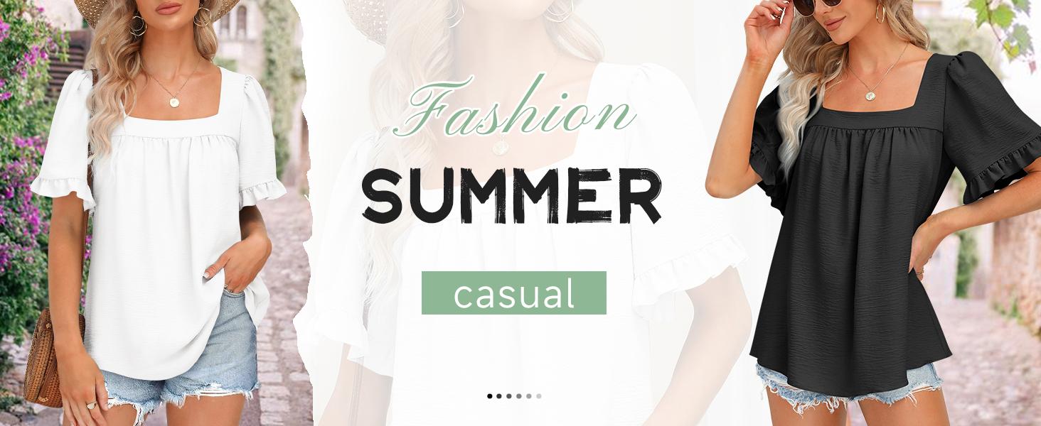 Cottagecore Coquette Blouse | Women's Square Neck Peplum Top with Whimsical Ruffle Sleeves Cottagecore Coquette Blouse | Women's Square Neck Peplum Top with Whimsical Ruffle Sleeves