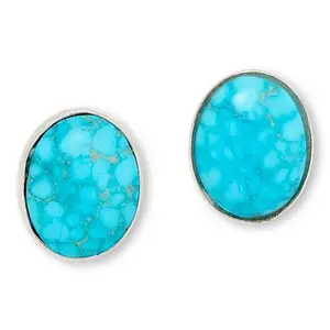 Mine Finds by Jay King Oval Kingman Turquoise Sterling Silver Stud Earrings