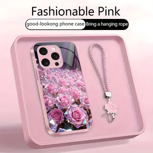 Suitable for [iPhone 16 Pro], a premium women’s phone case 🤩, featuring a beautiful four-leaf clover lanyard 🍀. A free four-leaf clover lanyard is also included. Optical Illusion Crystal Rose Art Phone Case 952 952