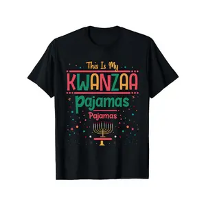 Kwanzaa Pajamas T-Shirt |   Men Women Kids Family Matching, Black Vacation Tee, Premium Quality Lounge Wear, Short Sleeve Round Neck, Casual Style, All-Season, Regular Fit