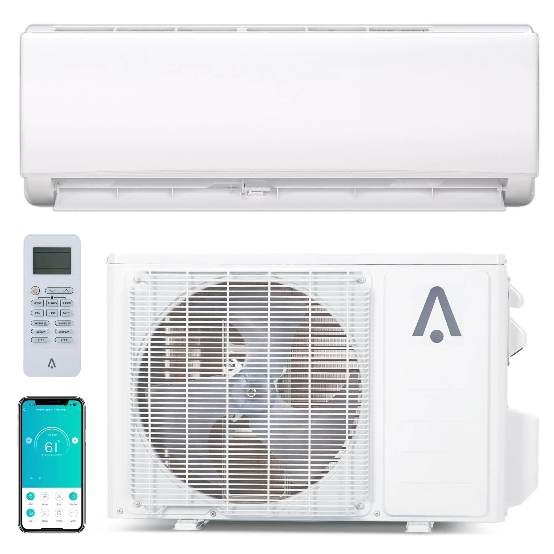 24000 BTU Mini Split AC & Heat Pump, 21 SEER2, WiFi & Alexa Compatible, Cools & Heats 1500 Sq. Ft, Installation Kit